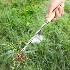 Hand Weeding Tool with Wooden Handle for Digging and Transplanting