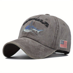 Shark American Flag Baseball Cap 3D Embroidered Letter Male Peaked Hat