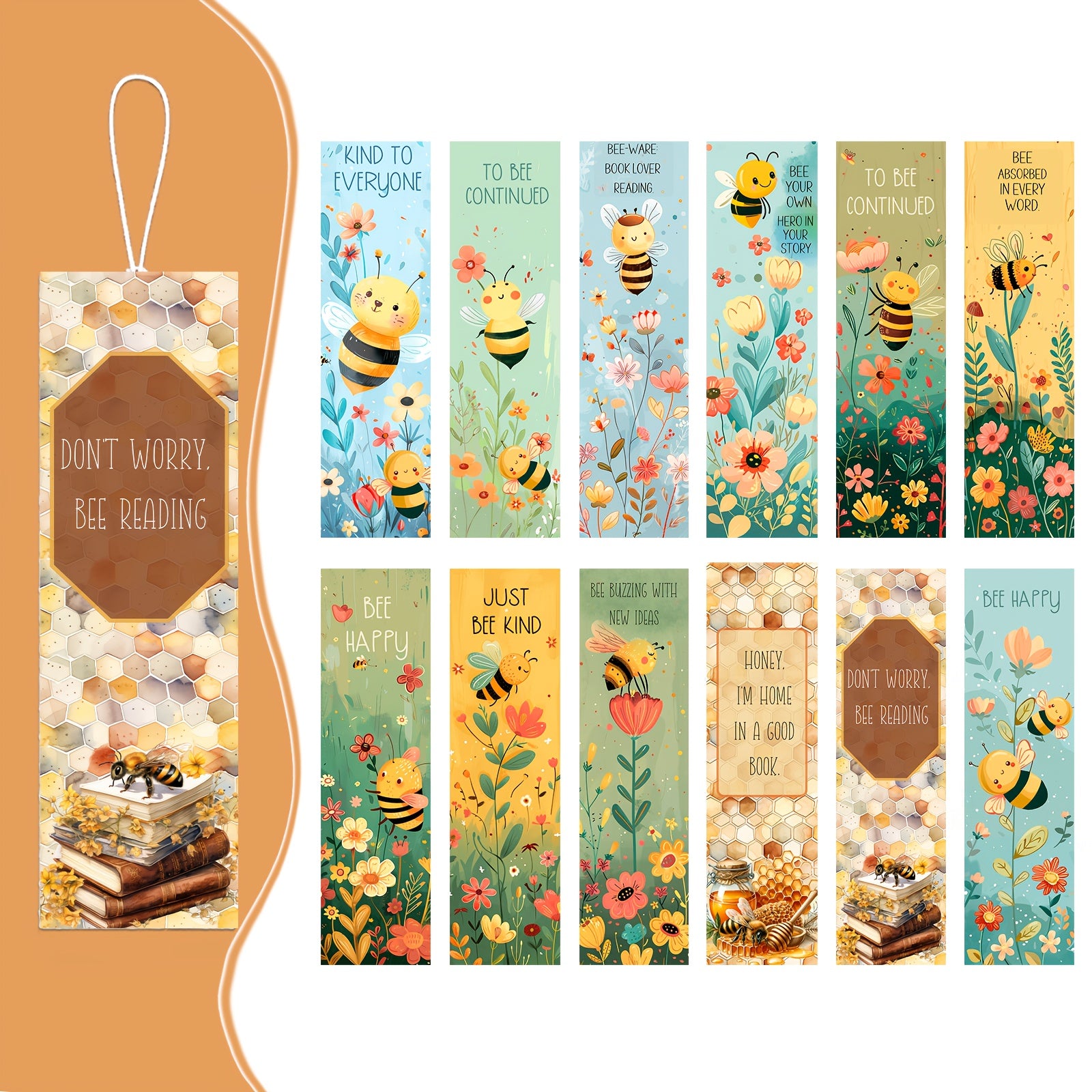 24pcs Bee Bookmarks UV DTF Pack DIY Blank Bookmarks