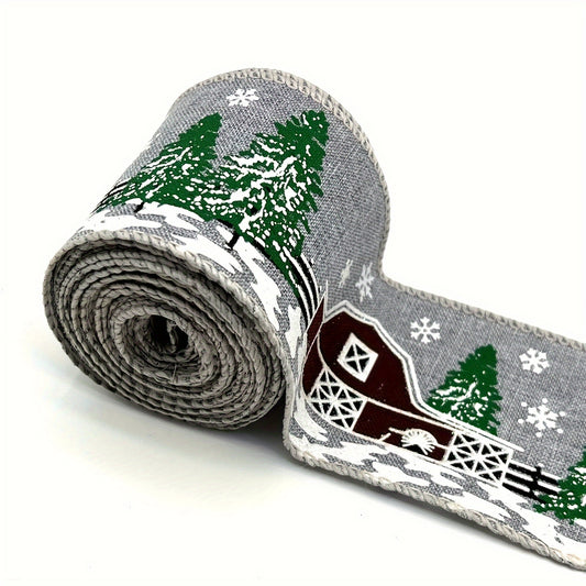 4.57M Merry Christmas Wired Edge Ribbon for Holiday Decor