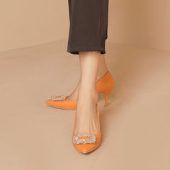 Crystal Decor Stiletto Heels Point Toe Pumps