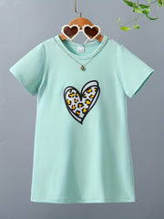 Toddler Girls Leopard Heart Graphic T-shirt Dress