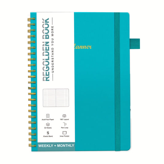 Undated Planner 12 Month Weekly Monthly Hardcover Faux Leather Spiral Bound