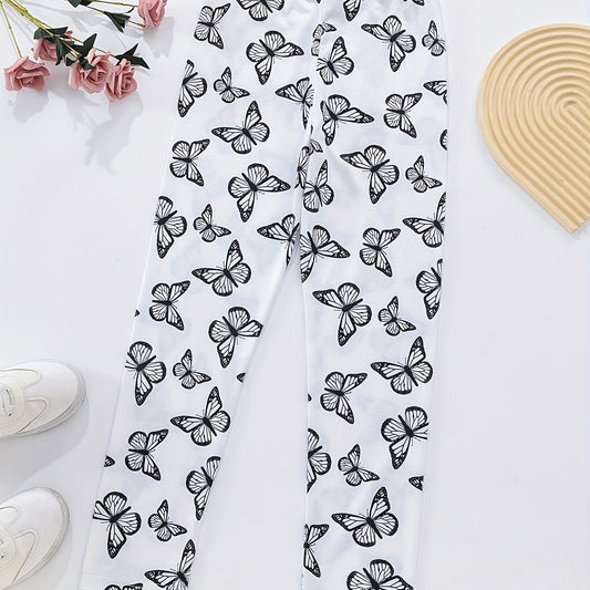 Girls Butterfly High Waist Slim Fit Yoga Pants