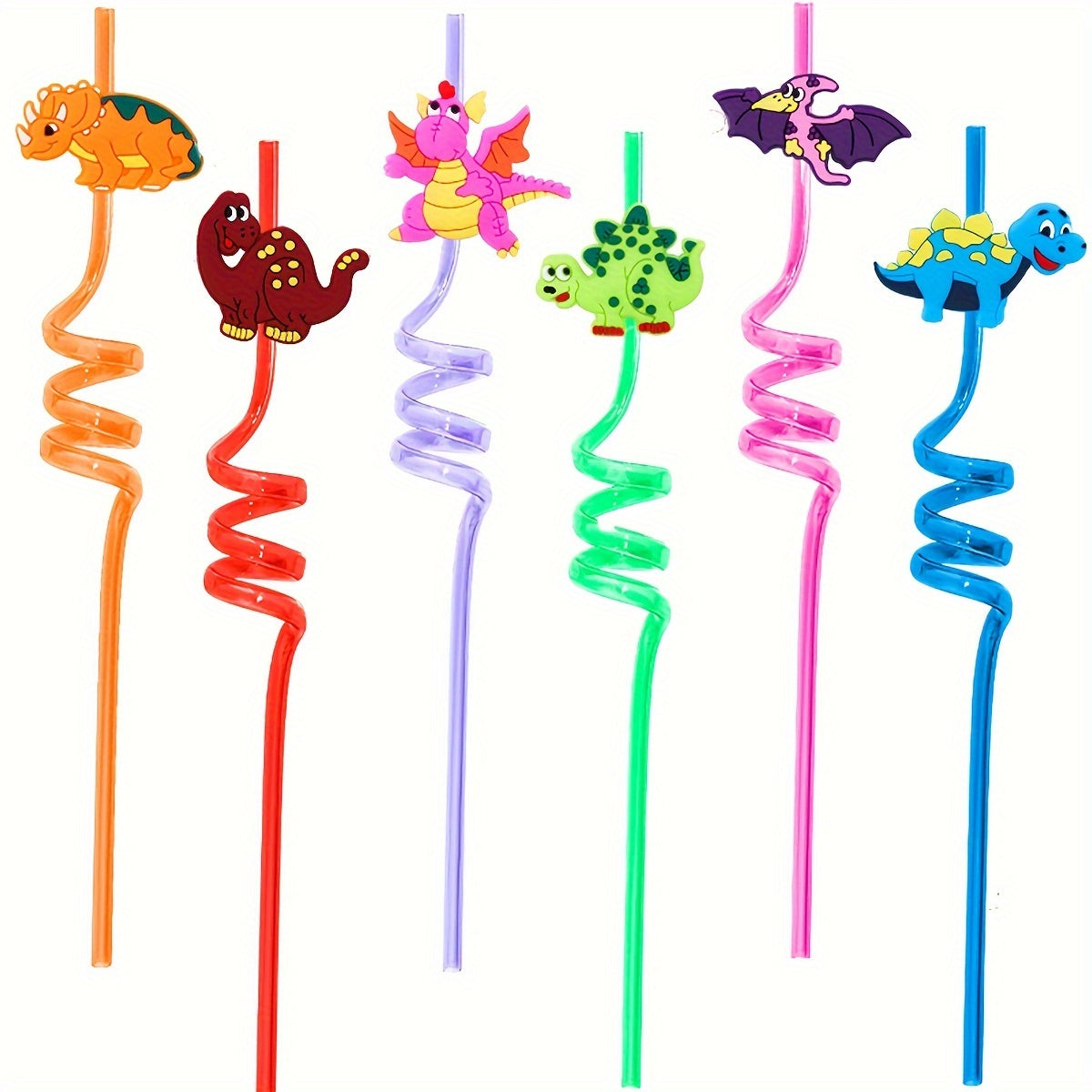 10pcs Reusable Dinosaur Straws for Kids' Parties