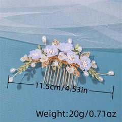 Faux Pearl Flower Bridal Hair Comb Floral Insert Comb Daily Hair Comb