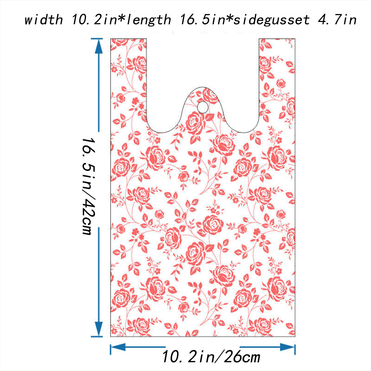 50pcs Rose Pattern Shopping Bags for Fruit, Food, Bread, Salad