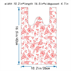50pcs Rose Pattern Shopping Bags for Fruit, Food, Bread, Salad