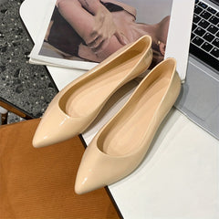 Women's PVC Flat Shoes Pointed Toe Slip On Jelly Flats