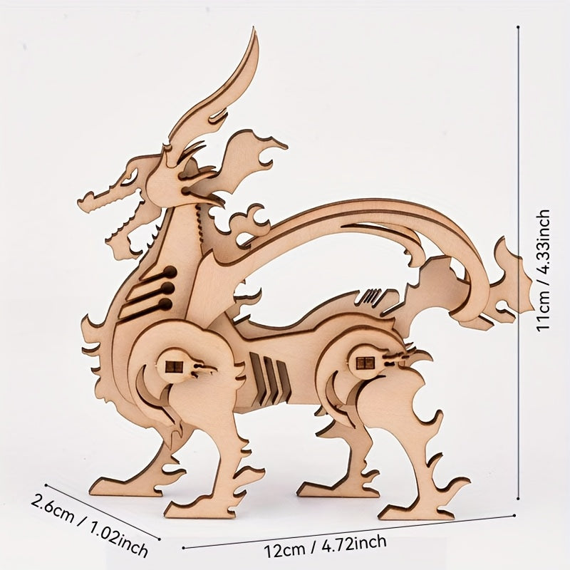 3D Wooden Puzzle Mythical Chinese Dragon DIY Handcrafted Wooden Puzzle Model