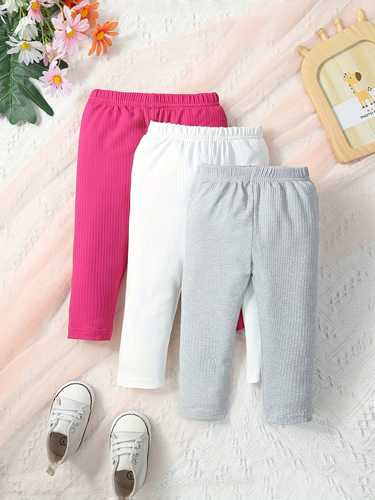 3pcs Cotton Comfortable Girls Long Pants Set Toddler Baby Stylish Trousers