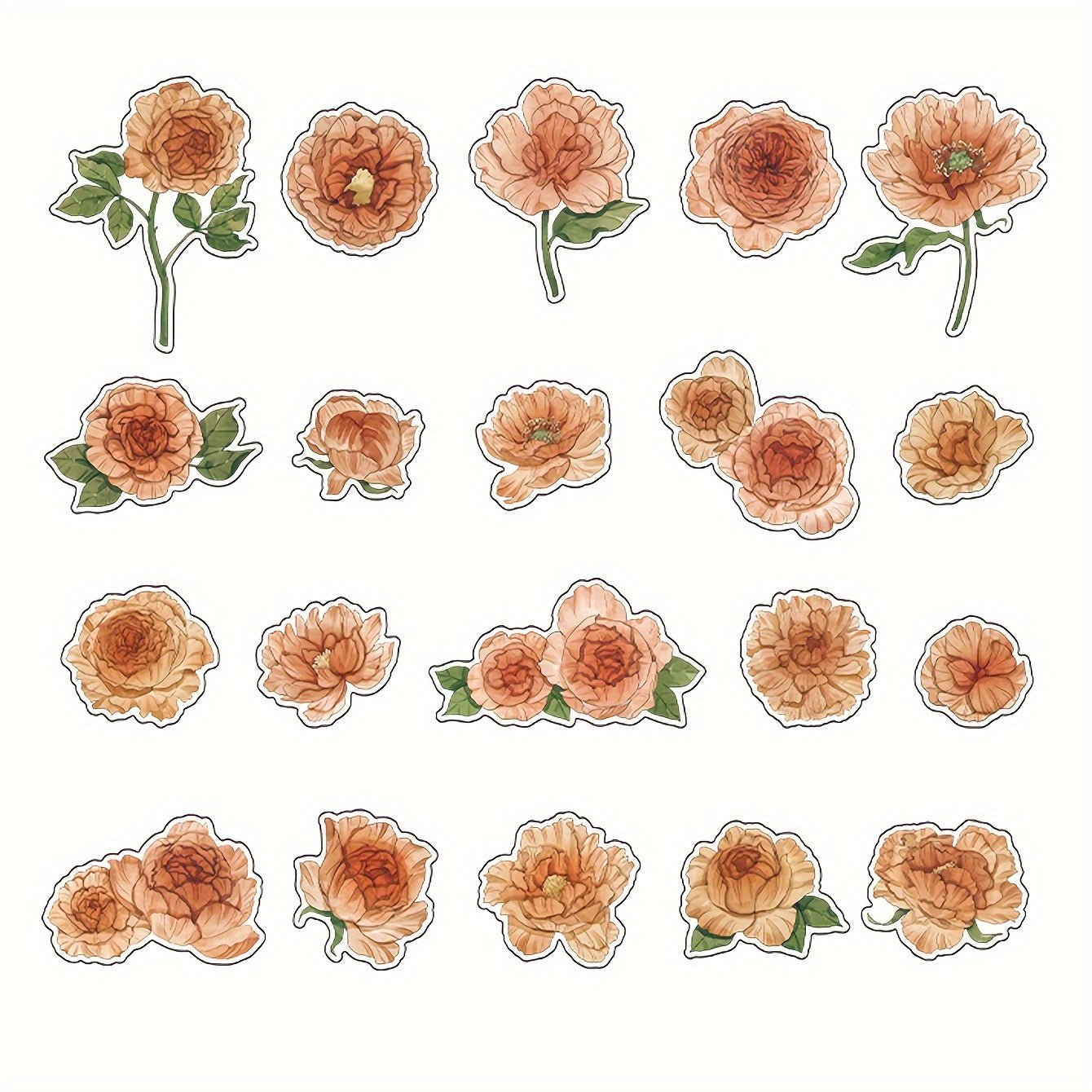 20-Sheet Retro Flower Guka Journal Sticker Pack