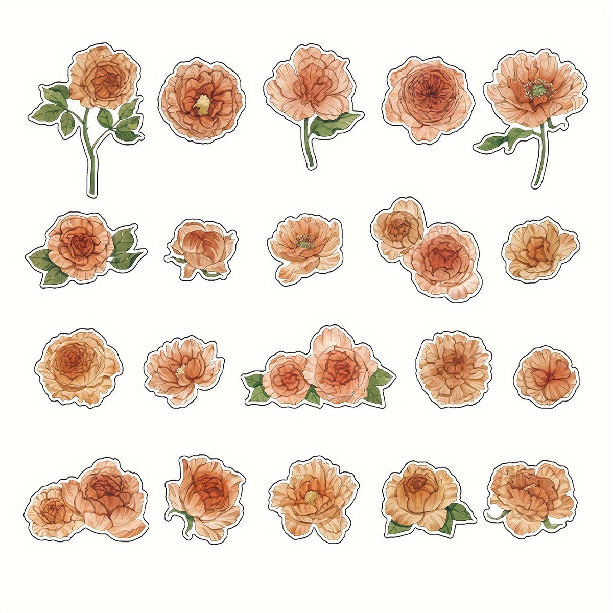 20-Sheet Retro Flower Guka Journal Sticker Pack