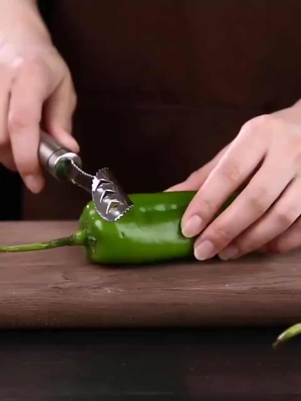 Stainless Steel Pepper Seed Corer Remover Tool - Easy Seed Removal