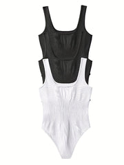 3 Pack U Neck Slim Bodysuit Sleeveless