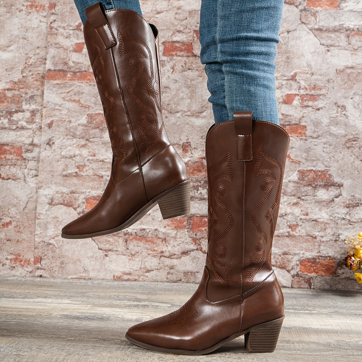 Women's Stacked Heel Western Boots