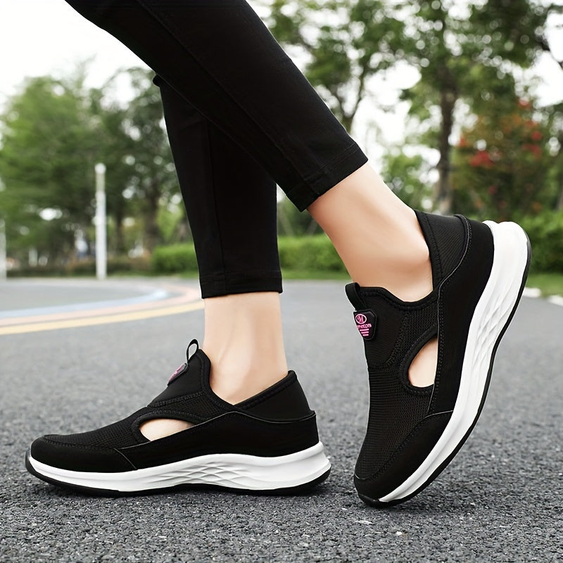 Women's Solid Flying Woven Sports Shoes Breathable Casual Sneakers