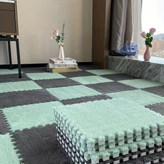 12pcs Soft Interlocking Foam Mats Fluffy Carpet Tiles Plush Flooring