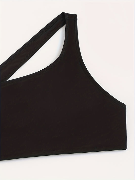 One Shoulder Strap Cami Top Hollow Out Crop Top Women's Lingerie