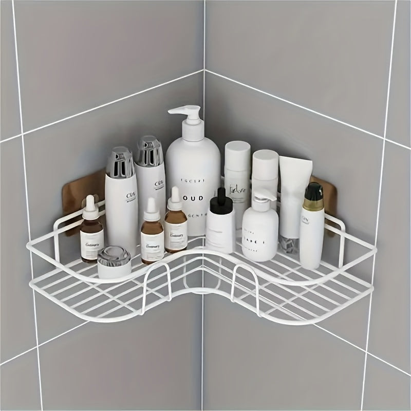 1pc Punch Corner Shelf Bathroom Rack Shelf Bathroom Toilet Seamless Wall Mounted