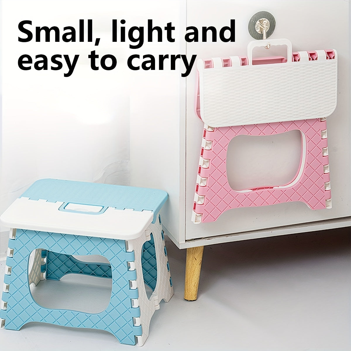 Portable Folding Stool with Handle for Bathroom Kitchen