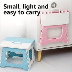 Portable Folding Stool with Handle for Bathroom Kitchen