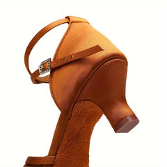 Women's Soft Medium Heel Latin Dance Shoes Open Toe Sandals