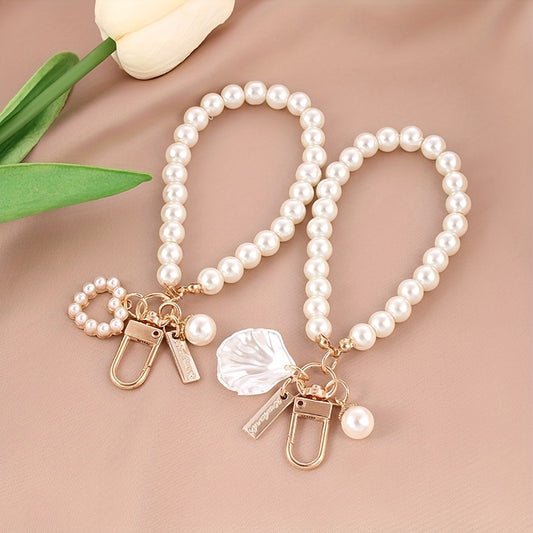 Faux Pearl Beads Bracelet Keychain Women's Necklace