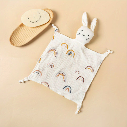 Baby Cotton Gauze Bib Rabbit Ear Doll 6-12 Months Sleeping Blanket