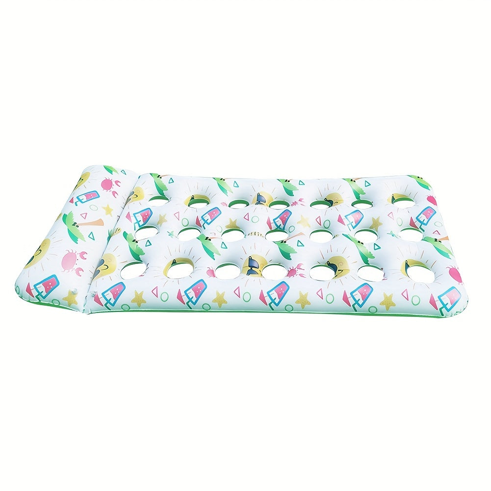 Lemon Print Inflatable Pool Lounger with Headrest