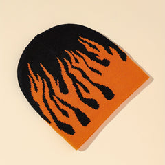 Y2K Flame Jacquard Hip Hop Knit Beanie Hat