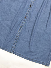 Embroidery Crochet Pattern Denim A-Line Dress