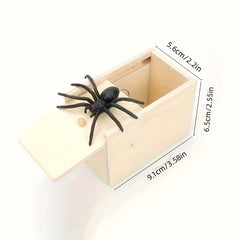 Spider Scare Rubber Spider Prank Box Wooden Spider