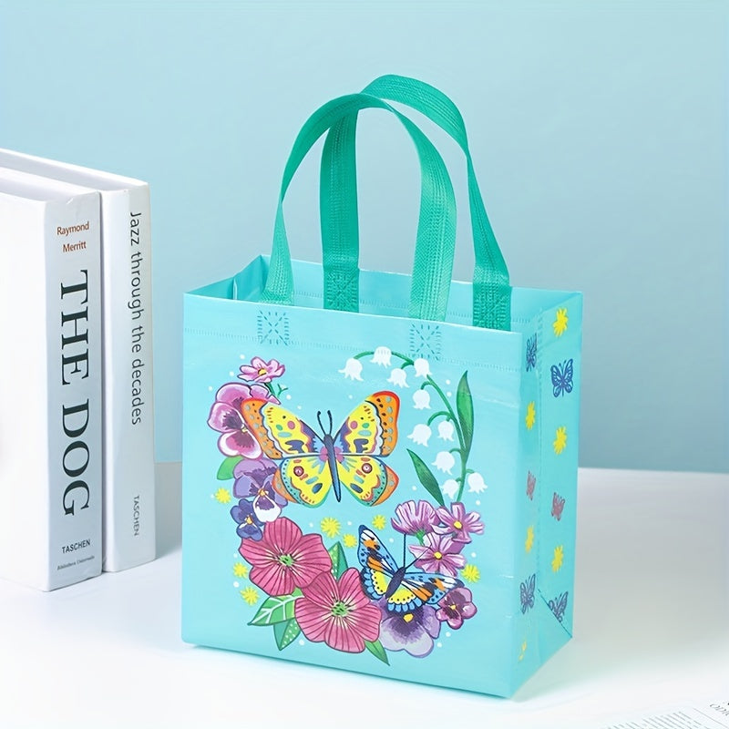 4pcs Butterfly Print Non-woven Bags Portable Handbag
