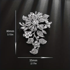Men's Rhinestone Flower Brooch Wedding Party Dress Pin