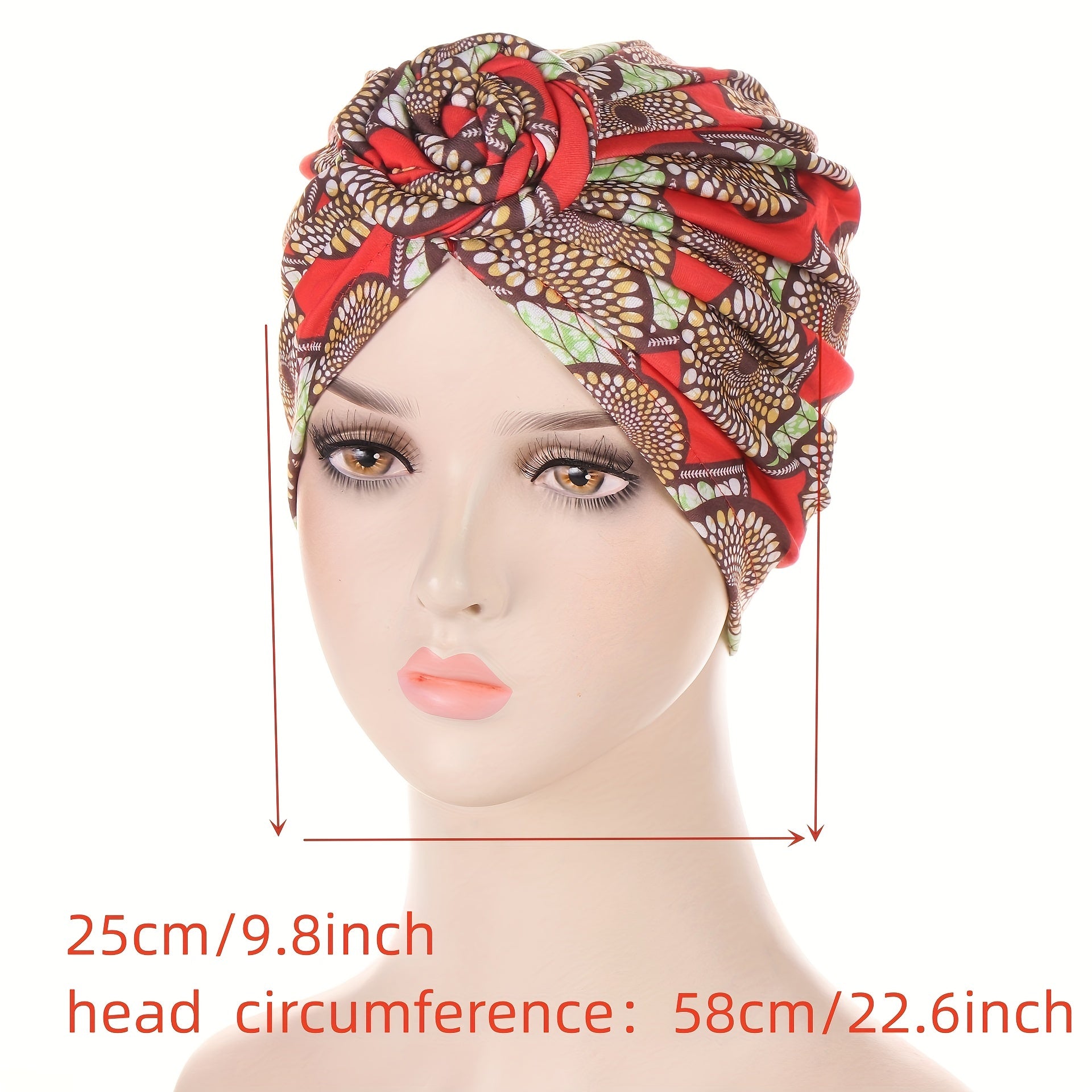 Boho Floral Print Turban Cap Elastic Vintage Head Wraps Lightweight Beanie