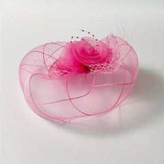 Pink Veil Head Piece Floral Hair Accessories With Clip
