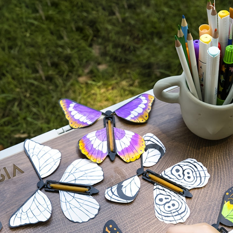 10pcs Magic Wind Up Flying Butterfly Toy Rubber Band Powered Surprise Gift