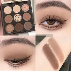 9-Color Eyeshadow Palette Tea Brown Earth Tone Glitter Daily Makeup