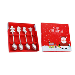 4pcs Gingerbread Man Christmas Tableware Spoon Creative Coffee Spoon