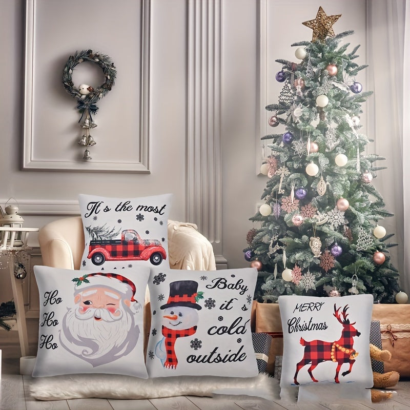 Christmas Elk Sofa Pillow Cover, Xmas Style Pillowcase