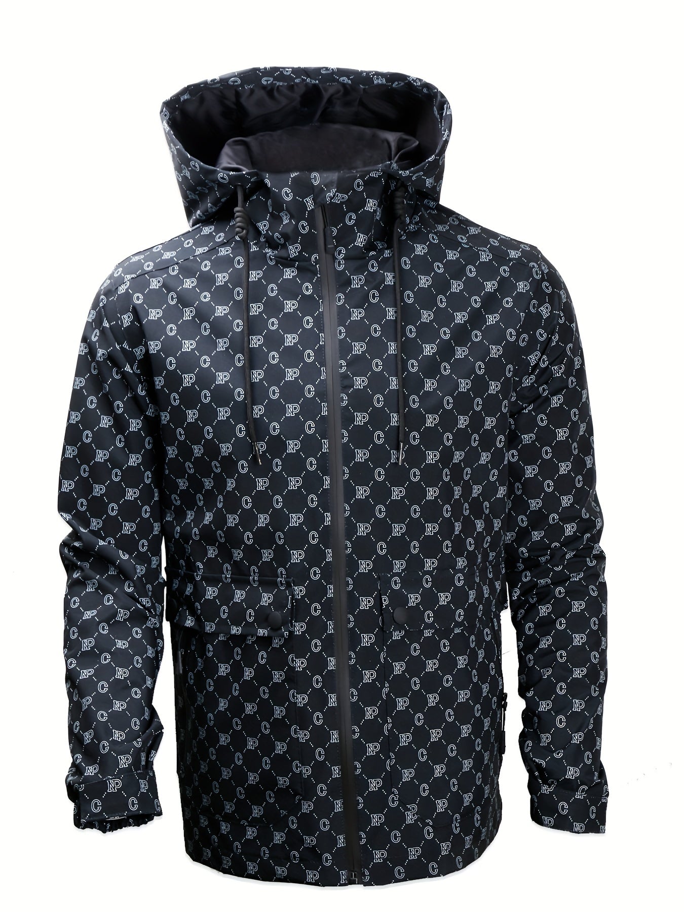 Men's Monogram Lightweight Hooded Windbreaker Jacket Coat