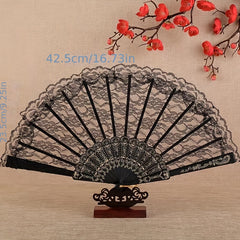 European Vintage Lace Fan Summer Orchid Fan
