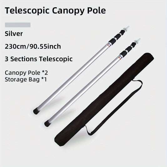 2pcs Adjustable Tent Poles Aluminum Alloy Camping Beach Shelter Tarp Awning Pole