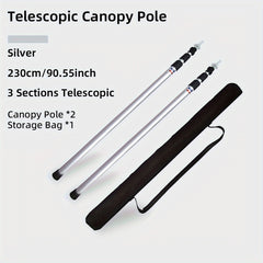 2pcs Adjustable Tent Poles Aluminum Alloy Camping Beach Shelter Tarp Awning Pole