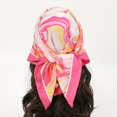 Pink Tie Dye Print Bandana Boho Neckerchief Square Scarf Silk