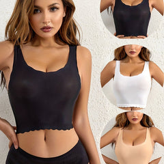 3pcs Wireless Bras with Scallop Trim Full Coverage Intimates