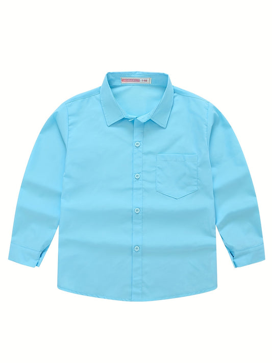 Boys Long Sleeves Button Down Shirt Tops Preppy Style