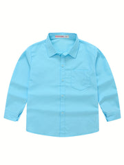 Boys Long Sleeves Button Down Shirt Tops Preppy Style