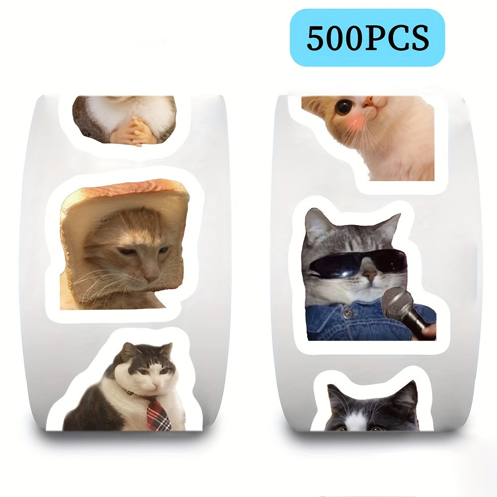 500pcs Whimsical Cat Stickers Roll for Party Favors & Gift Sealing